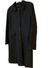 Madison Black Knee Length Button Up Dressy Coat W/ Pockets Ladies Size Large
