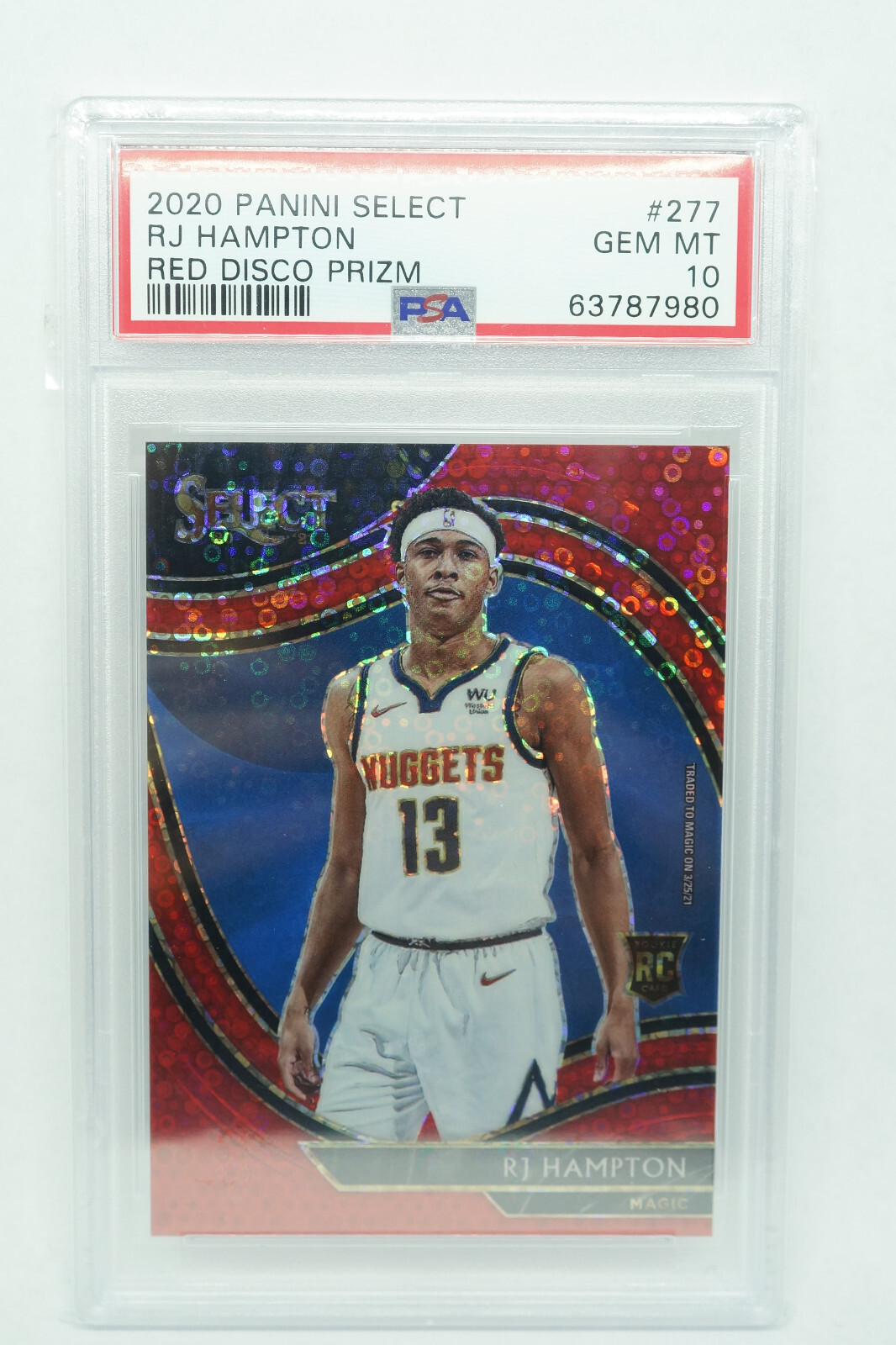 2020-21 Panini Select RJ Hampton #277 Red Disco Prizm Rookie 12/49 PSA 10 GEM