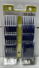 Andis 8 Piece Large Comb Set 12990 #0 #1/4 #A #B #C #D #E #F blue heads