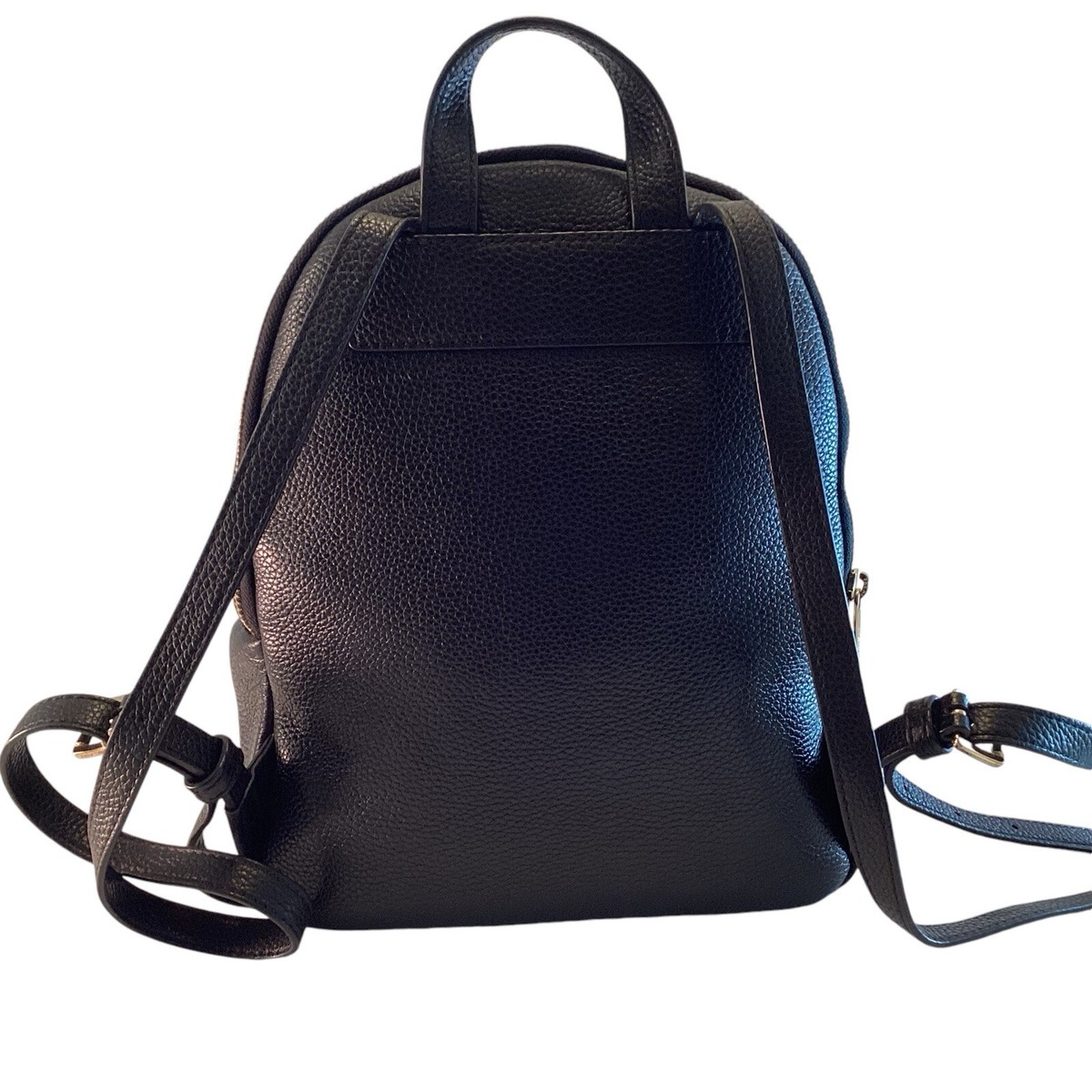 Michael Kors Backpack Erin Black Gold Accents Pebbled  display picture 2