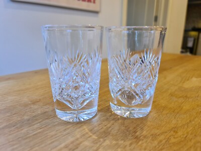 2er Set Kristall Whisky Gläser / Becher - Thomas Webb 'St Andrews'. (Set 3)