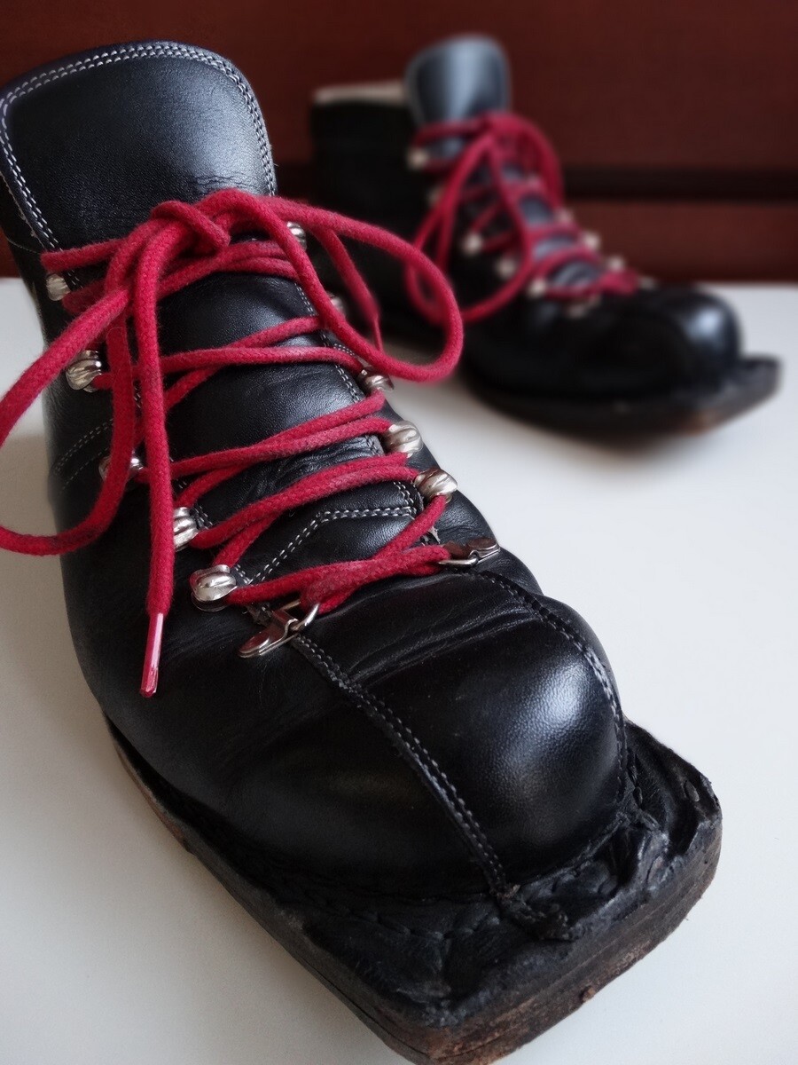 SALOMON Stivali da sci antichi Müner Müher Tourist vintage in pelle 4 PIN