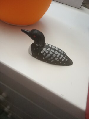 VTG Handcrafted Jennings Decoy~Resin BlackWhite LOON Duck Figurine USA Signed
