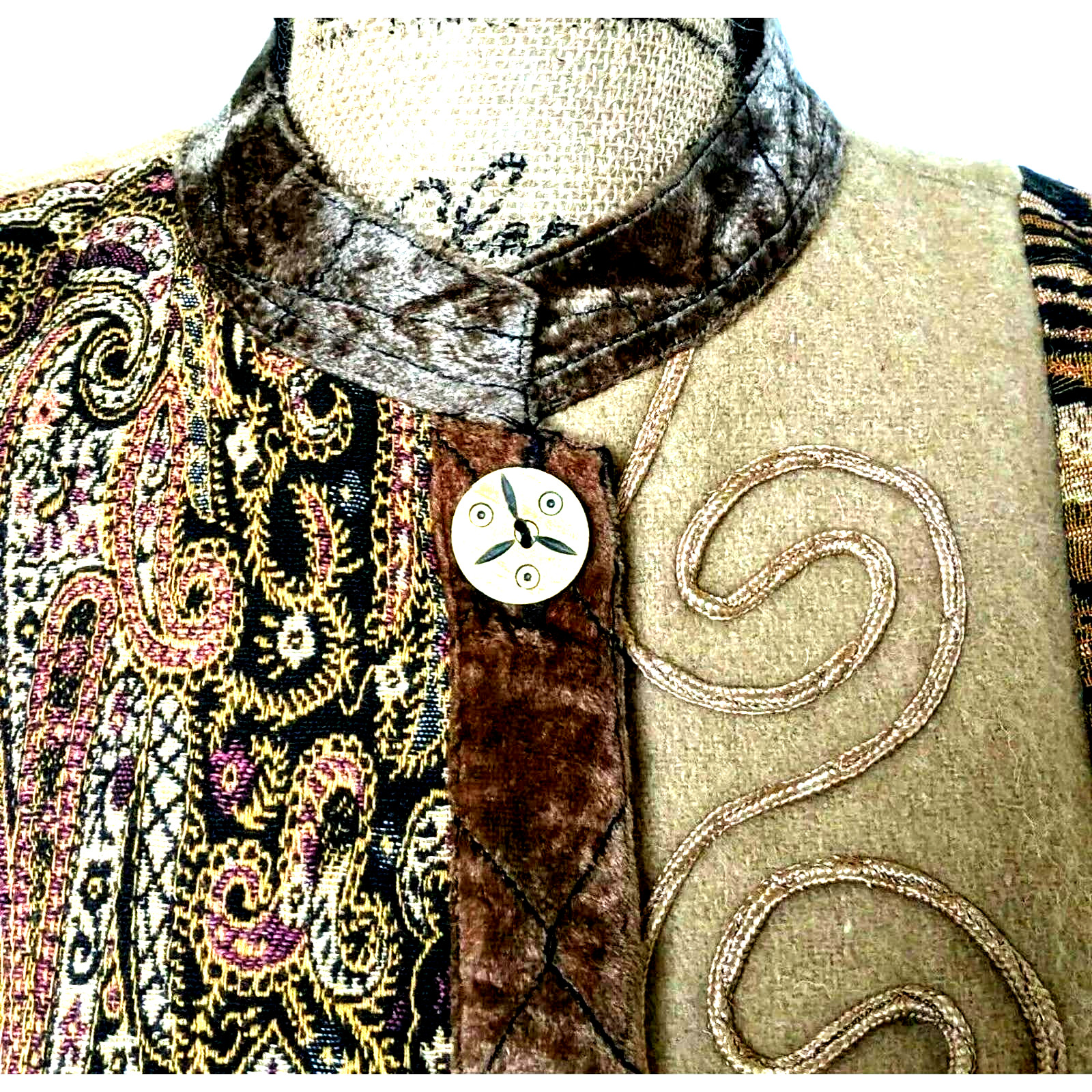 Indigo Moon Jacket Patchwork Blazer Boho Embroide… - image 10