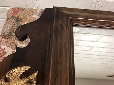 VINTAGE ETHAN ALLEN RECTANGULAR WOOD EAGLE WALL MIRROR 28 3/4 X 18