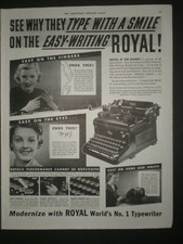 1937 EASY WRITING ROYAL TYPEWRITER photo print ad thumbnail
