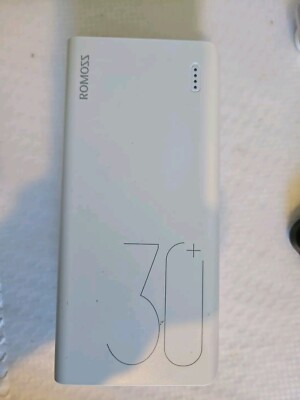 Romoss PHP30 PRO White 30000mAh Micro USB Rechargeable Fast Power Bank Used
