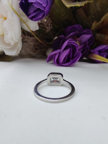 2.00 CT Horizontal Emerald Cut Bezel Anniversary Gift Ring 14K White Gold Plated - Picture 3 of 8