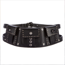 VERSACE 3 Pocket Utility Belt - black leather w/ Medusa and studs from F/W 2011