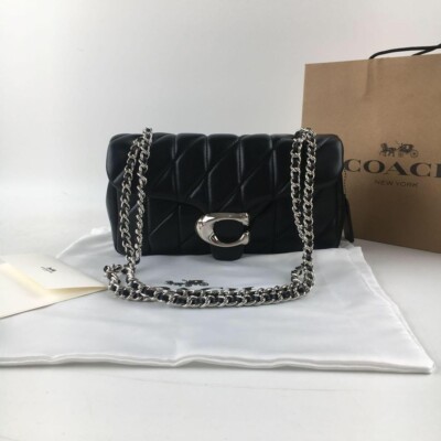COACH Tabby 26 Quilted Shoulder Bag Leather Black CP150 NEW silver