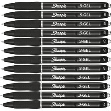 NEW 12x Sharpie S-Gel Retractable 0.7mm Pen Black Box BULK Pens Gel Smooth