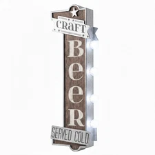 Craft Beer Double-Sided Light Up Marquee Sign Vintage LED Bar Wall Decor 25”
