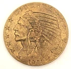 1911 D $5 Gold Indian Head Coin Uncertified BLP Soft Stamp Actual Coin Rare Find