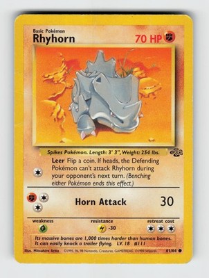 Rhyhorn 61/64 Unlimited Common Jungle Pokemon 1999 Heavily Played