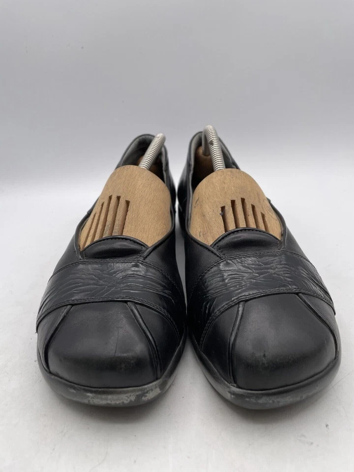 Mocasines sin cordones Noat para mujer talla 9 zapatos clásicos informales de cuero negro Foto 2 de 4