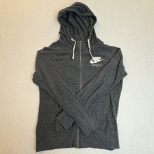 Medium Nike Women's Gray Full Zip Hoodie Just Do It Hooded Logo Long Sleeve