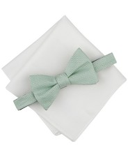 Bar Iii Mens Bow Tie Pocket Square One Size Green