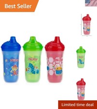 Insulated No Spill Easy Sip Cup Set for Boys - 9 Oz, 3 Pieces with Vari-Flo