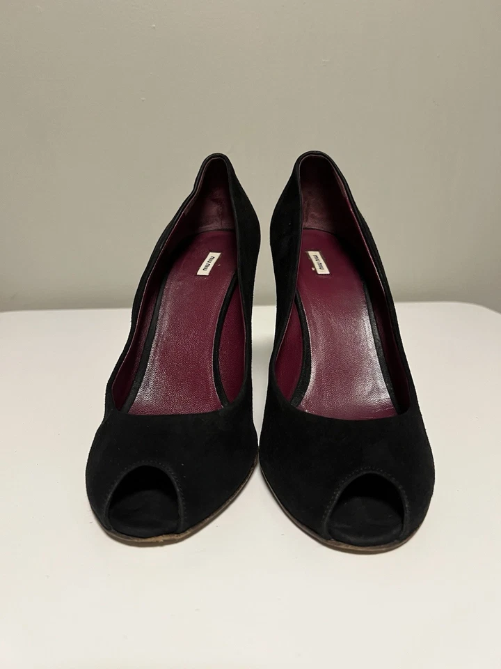 Miu Miu pumps open toe suede wedge sole Women’s EU 38.5 US 8.5 - Image 4 of 4