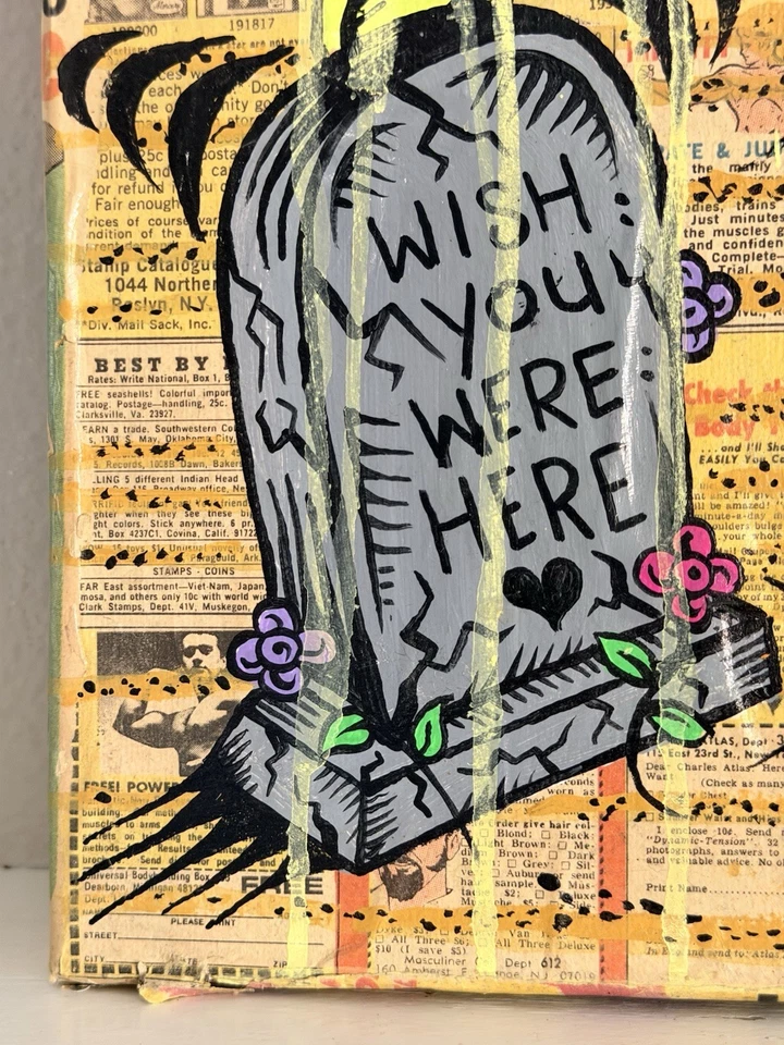 Damon Soule “Wish You Were Here” 2017 acrílico y medios mixtos sobre lienzo firmado Foto 2 de 4