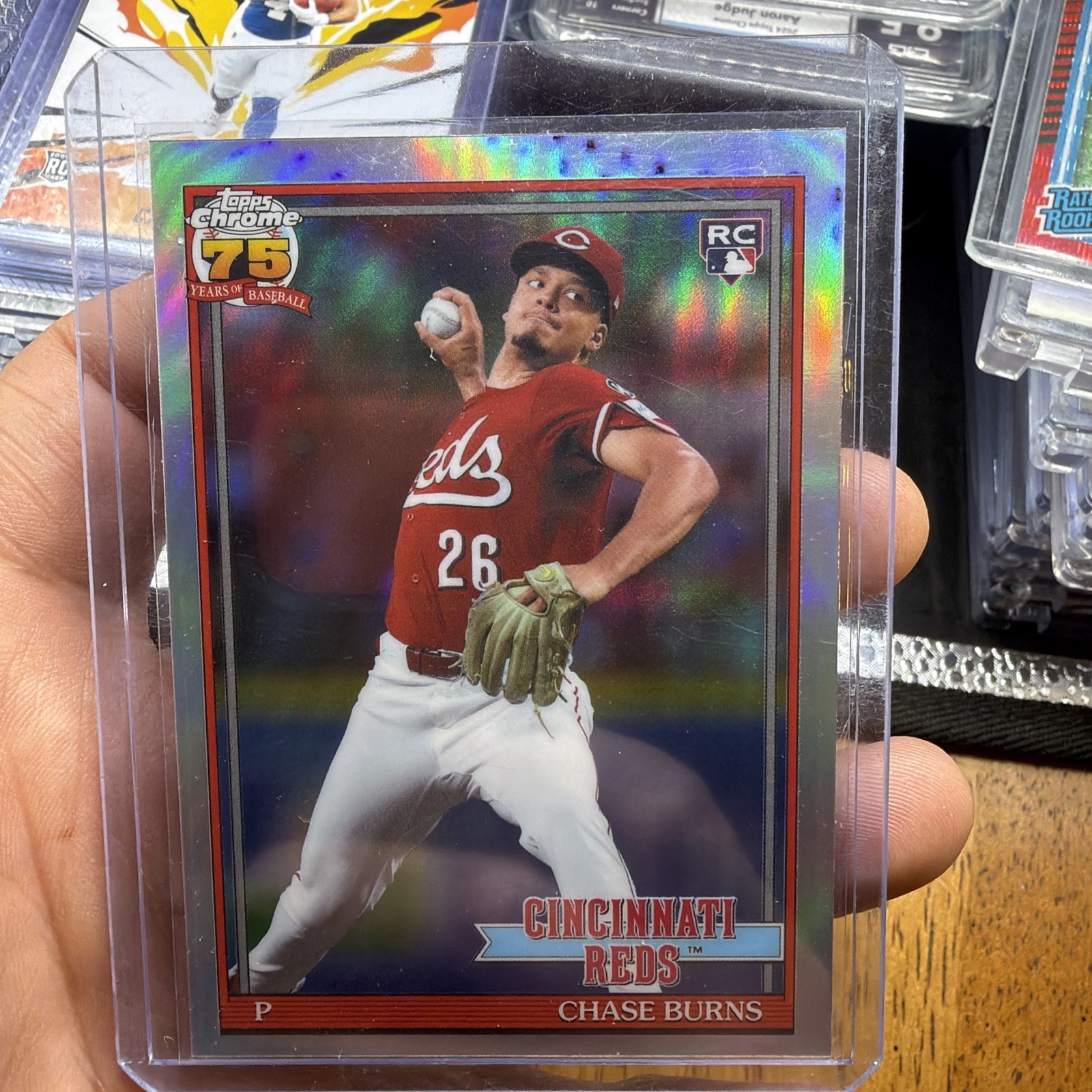 2026 Topps Chrome Chase Burns Refractor 75 RC 1991 Topps #91CB-25 Reds