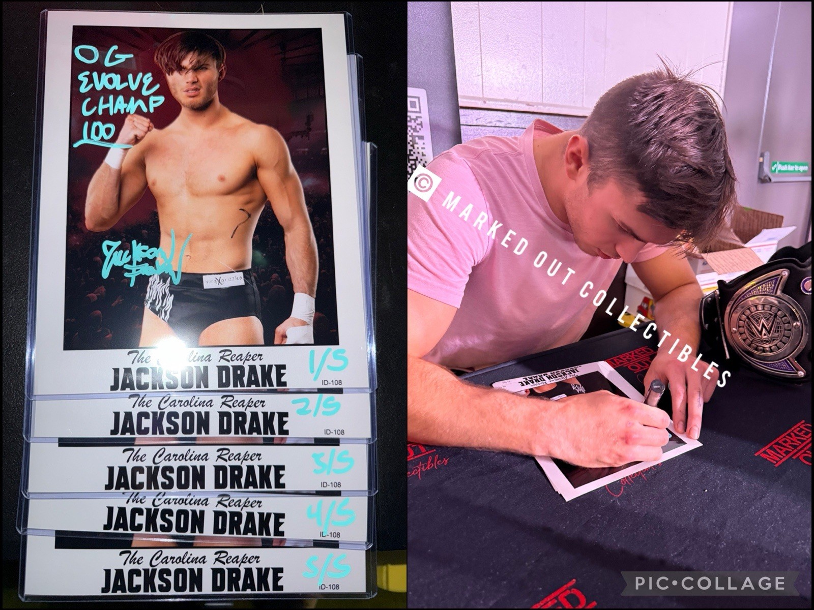 Jackson Drake Signed Metallic 8x10 Proof Numbered WWE ID Promo NXT EVOLVE AEW