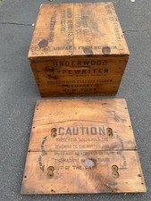 Antique Underwood Typewriter Wooden Shipping Box Crate Elliott Fisher New York thumbnail