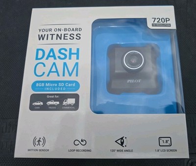 Pilot Automotive 720p Dash Cam With Mount & 8GB SD Card, New in Open Box