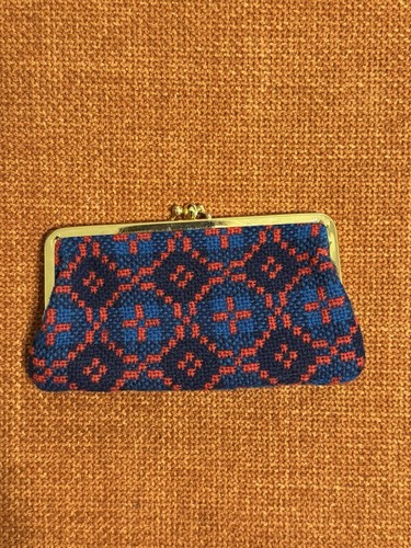 Vintage Welsh Blue & Red Tapestry Coin Change Purse