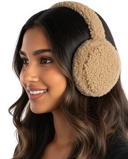 Women  s Winter Earmuffs   Adjustable Plush Faux Fur Ear Fuzzy - Dark Camel