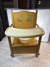 Vintage Honeysuckle Wooden Potty Chair Cracked Tray