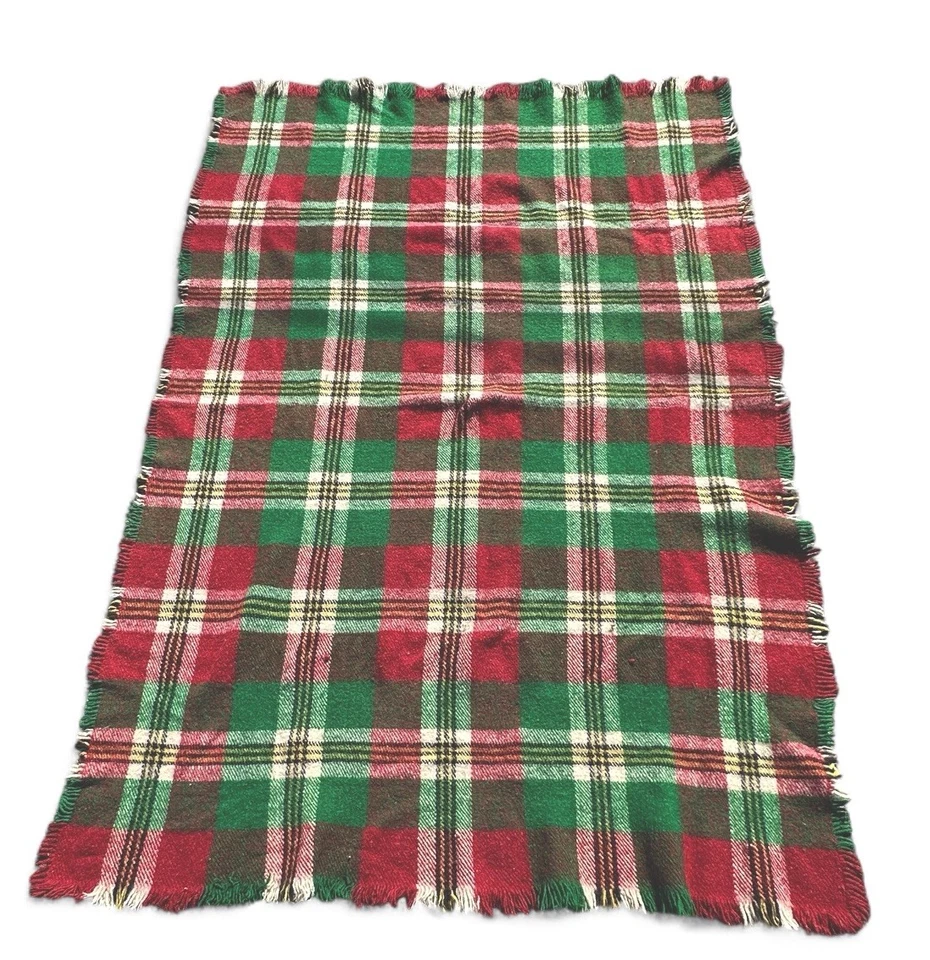 BULGARIAN Rhodope Plaid Blanket 100% Wool, Organic, Thick, Vintage - Image 2 of 4