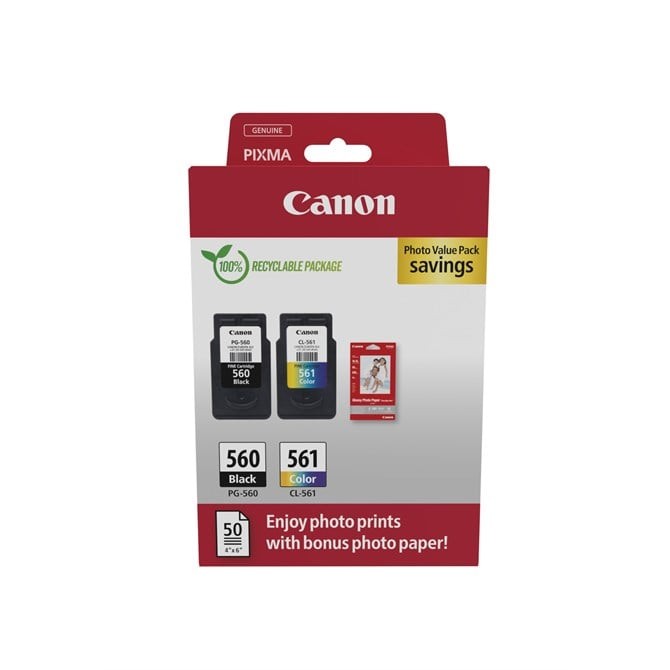 B&Q - Ink & Paper MultipackPg-560/cl-561 Genuine Printer Ink Cartridges 2 Pack (1 X Black1 X Colour) & 4X6 Photo Paper (50 X - Image 46
