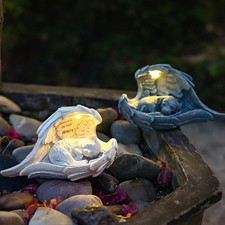 Pet Cat Memorial Angel Wing Kitten Statue Solar Light for Grave Souvenir