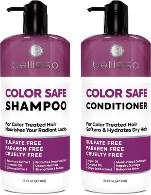 Color Safe Shampoo and Conditioner Set For Protecting Dyed and