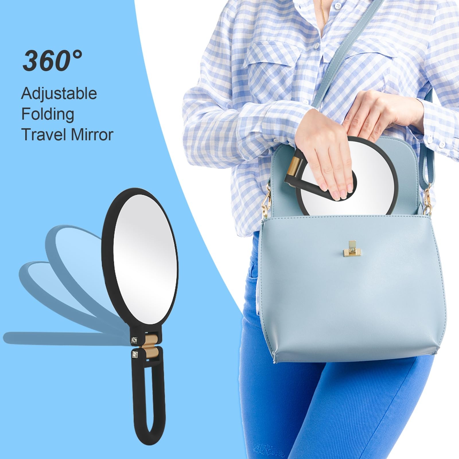 30x Magnifying Mirror, Travel Hand Mirrors with Handle - Double Side Handheld...