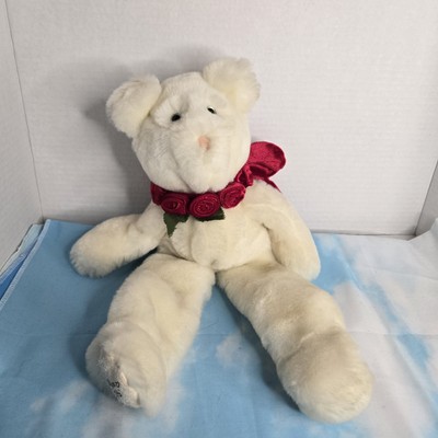 Phebe Phillips A Little Silly Bear White Plush Roses Red Wings 15'' Stuffed Toy