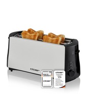 Toaster 4 Scheiben Langschlitz Mit BröTchenaufsatz Schwarz KrüMelschublade