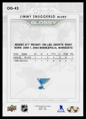 ブラッドリークーパー ロケット サイン オート UpperDeck 2025-26 Upper Deck Jimmy Snuggerud Rookie O-Pee-Chee Glossy #OG-43
