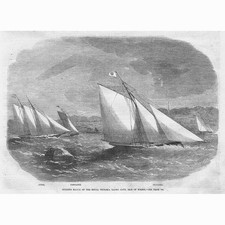 ISLE OF WIGHT Opening Match of the Royal Victoria Yacht Club Antique Print 1863