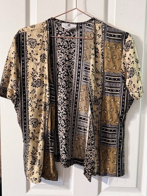 Women s Cape Cod Sportswear Floral Button Short Sleeve Rayon Blouse Large
