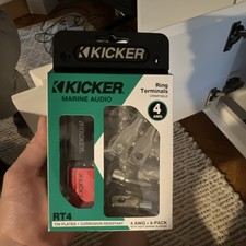 KICKER RT4 Ring Terminals 4 AWG Tin Plated Corrosion Resistant Crimpable 4-Pack