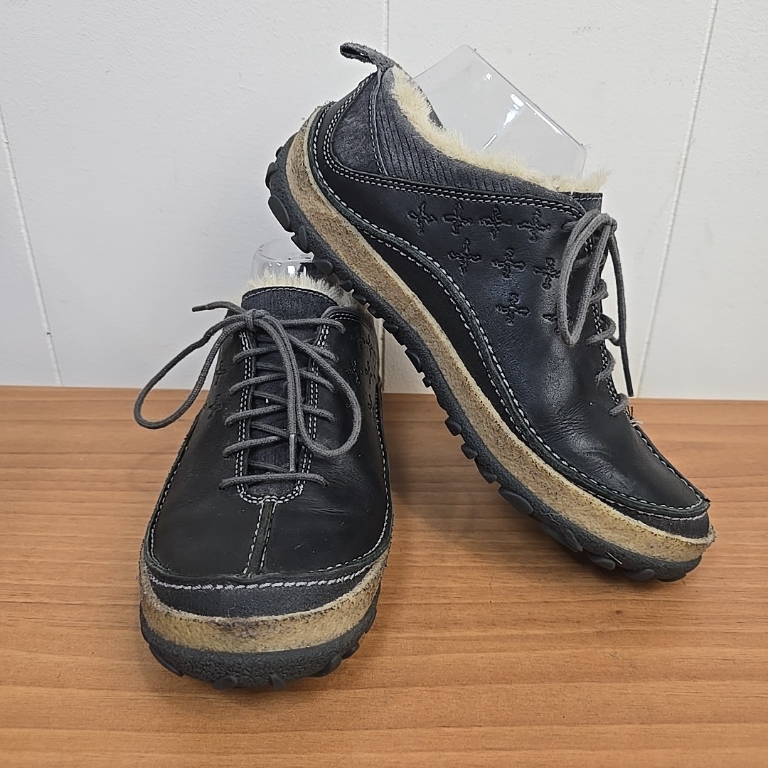 MERRELL Orleans scarpe Oxford basse foderate in pelle pelliccia sintetica donna 8 nere