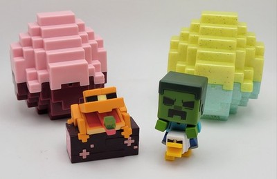 Minecraft Mini Mode Spawn Egg Loose Figure Lot (X2) Zombie Chicken Jockey & Frog