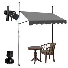 Manual Retractable Awning 118" W x 118" H,Side Bar 45in Patio Awning 