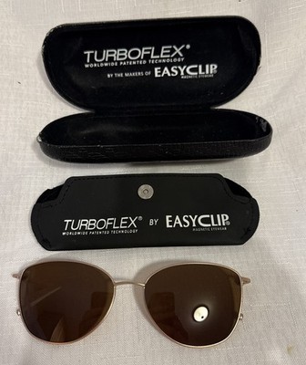 TurboFlex by EASYCLIP Clip On Polarized Sunglasses Magnetic Clip Rose Gold Metal
