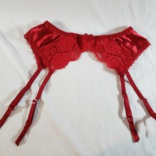 Victoria's Secret Second Skin Satin Lace Garter Belt Large Red