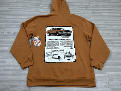 Road Trip Ford Mustang Hoodie Pullover Fleece Men's Size Large Brown $50