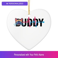 Custom Siamese Cat Paw Print Heartbeat Ornament Personalized Pet Lover Gift