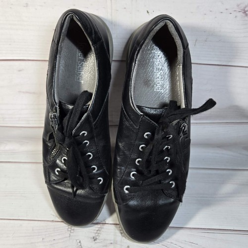 Josef Seibel Black Leather Sneakers - Comfort Casual Zip Shoes - Women's EU 42 - Picture 6 of 7